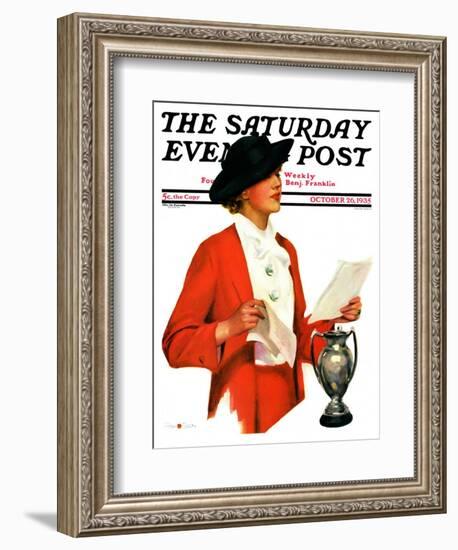 "Woman Reading Letter," Saturday Evening Post Cover, October 26, 1935-Penrhyn Stanlaws-Framed Giclee Print