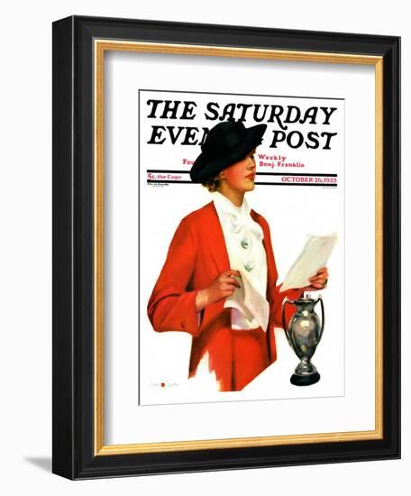 "Woman Reading Letter," Saturday Evening Post Cover, October 26, 1935-Penrhyn Stanlaws-Framed Giclee Print