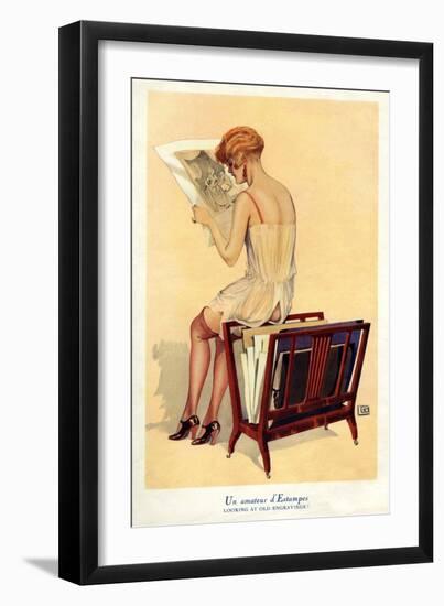 Woman reading, Magazine Advertisement, UK, 1920-null-Framed Giclee Print