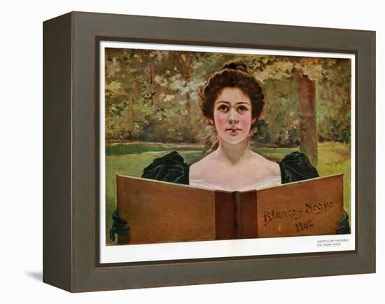 Woman Reading, Magazine Plate, Spain, 1902-null-Framed Premier Image Canvas