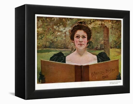 Woman Reading, Magazine Plate, Spain, 1902-null-Framed Premier Image Canvas