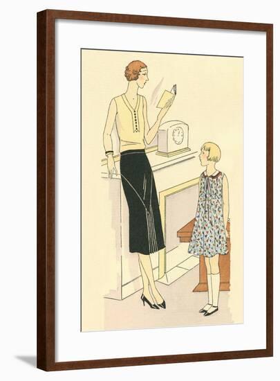 Woman Reading to Daughter-null-Framed Art Print