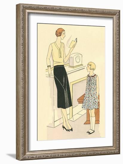 Woman Reading to Daughter-null-Framed Art Print