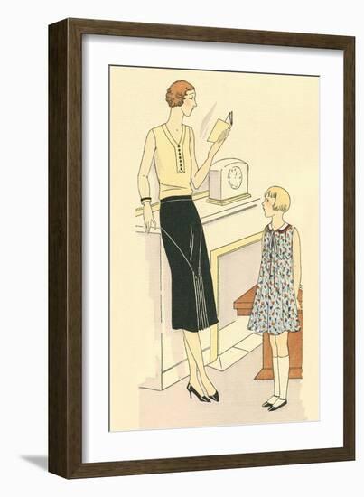 Woman Reading to Daughter-null-Framed Art Print