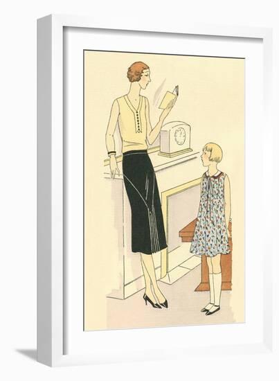 Woman Reading to Daughter-null-Framed Art Print