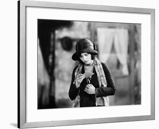 Woman Reading Upsetting Note-null-Framed Photo