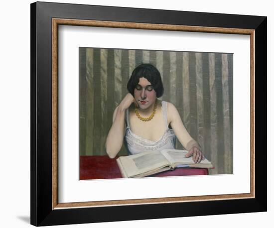 Woman Reading with Yellow Necklace, 1912-Félix Vallotton-Framed Giclee Print