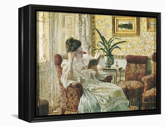 Woman Reading-Ricardo Lopez Cabrera-Framed Stretched Canvas