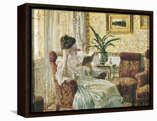 Woman Reading-Ricardo Lopez Cabrera-Framed Stretched Canvas