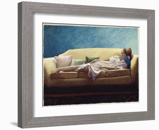 Woman Reclining on a Sofa-Helen J. Vaughn-Framed Giclee Print