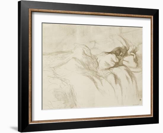 Woman Reclining - Waking Up, 1896 (Litho)-Henri de Toulouse-Lautrec-Framed Giclee Print