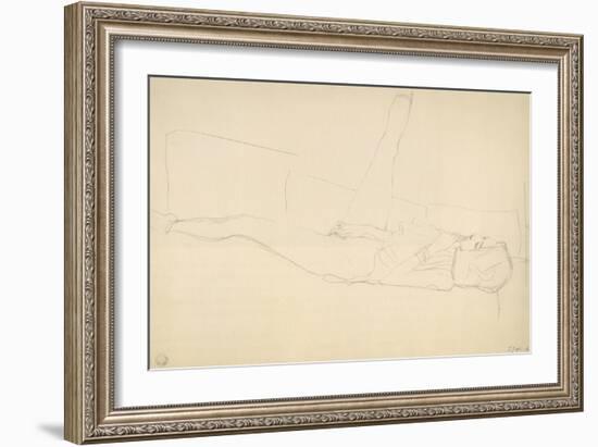 Woman Reclining with Right Leg Raised-Gustav Klimt-Framed Giclee Print