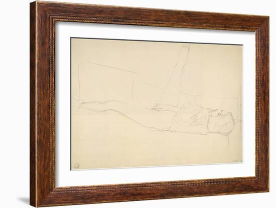 Woman Reclining with Right Leg Raised-Gustav Klimt-Framed Giclee Print