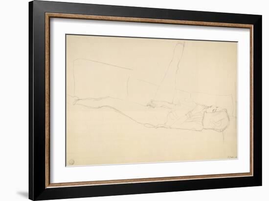 Woman Reclining with Right Leg Raised-Gustav Klimt-Framed Giclee Print