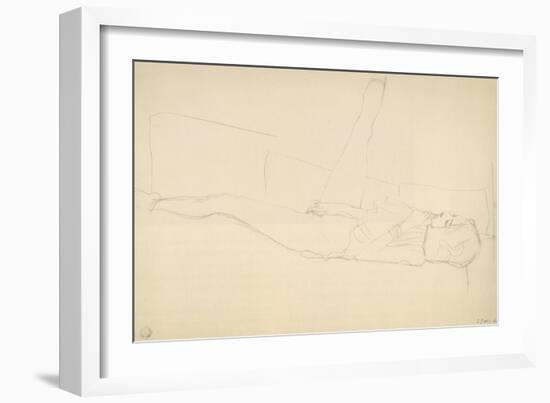 Woman Reclining with Right Leg Raised-Gustav Klimt-Framed Giclee Print