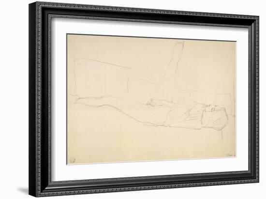 Woman Reclining with Right Leg Raised-Gustav Klimt-Framed Giclee Print