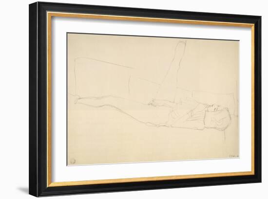 Woman Reclining with Right Leg Raised-Gustav Klimt-Framed Giclee Print