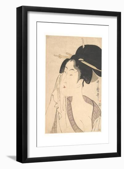 Woman Relaxing after Her Bath, 1790s-Kitagawa Utamaro-Framed Giclee Print