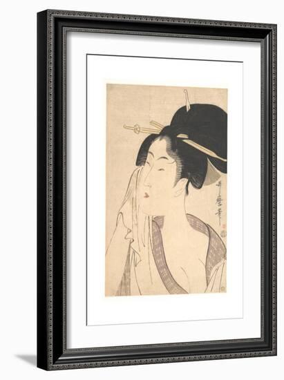 Woman Relaxing after Her Bath, 1790s-Kitagawa Utamaro-Framed Giclee Print