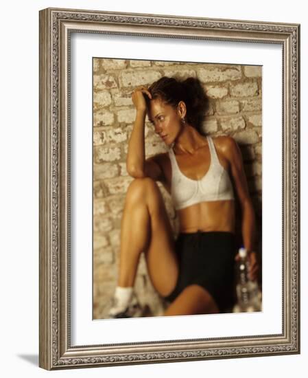 Woman Resting after Working Out, New York, New York, USA-Chris Trotman-Framed Photographic Print