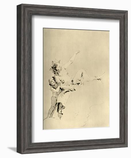 'Woman resting on Clouds and supported by a Cupid', mid 18th century, (1928)-Giovanni Battista Tiepolo-Framed Giclee Print