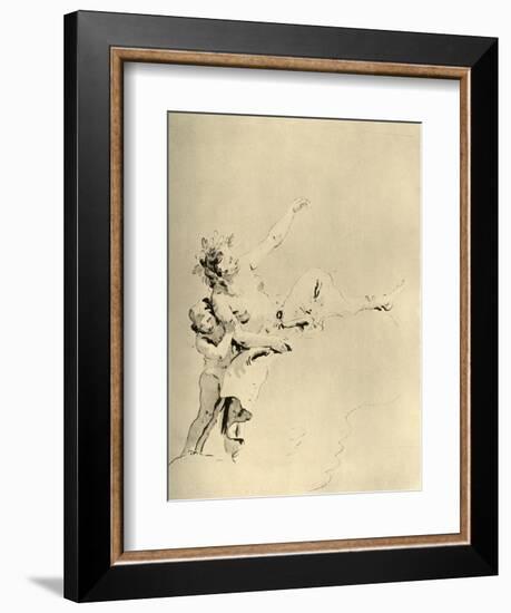 'Woman resting on Clouds and supported by a Cupid', mid 18th century, (1928)-Giovanni Battista Tiepolo-Framed Giclee Print