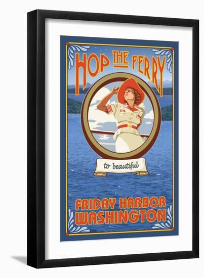 Woman Riding Ferry, Friday Harbor, Washington-Lantern Press-Framed Art Print