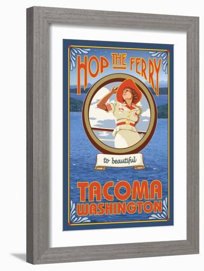 Woman Riding Ferry, Tacoma, Washington-Lantern Press-Framed Art Print