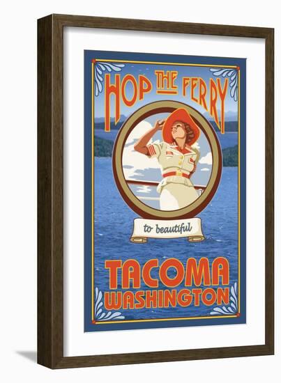 Woman Riding Ferry, Tacoma, Washington-Lantern Press-Framed Art Print