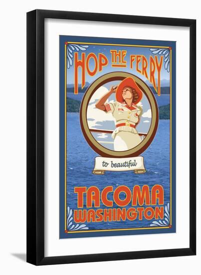 Woman Riding Ferry, Tacoma, Washington-Lantern Press-Framed Art Print