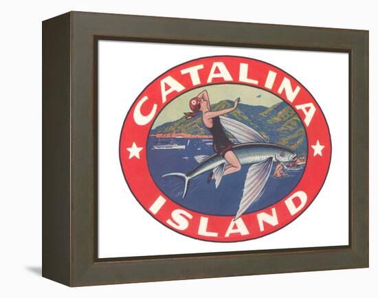 Woman Riding Flying Fish, Catalina Island-null-Framed Stretched Canvas