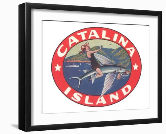 Woman Riding Flying Fish, Catalina Island-null-Framed Art Print