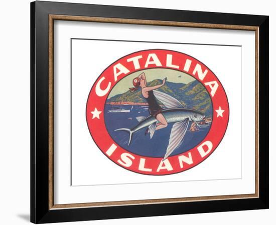 Woman Riding Flying Fish, Catalina Island-null-Framed Art Print