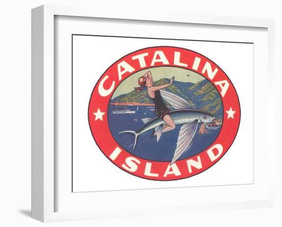 Woman Riding Flying Fish, Catalina Island-null-Framed Art Print