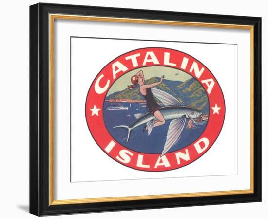 Woman Riding Flying Fish, Catalina Island-null-Framed Art Print