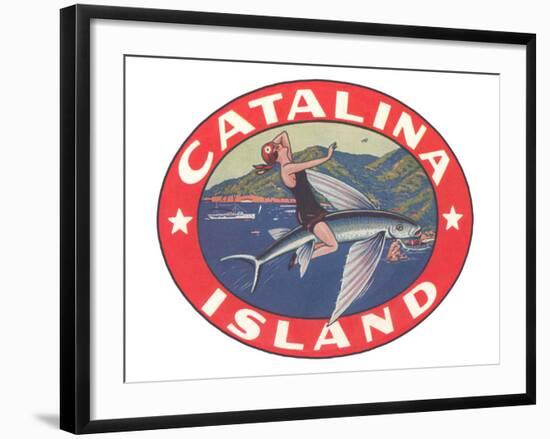 Woman Riding Flying Fish, Catalina Island-null-Framed Art Print