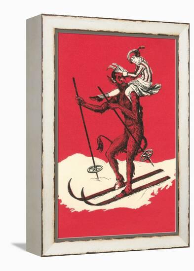 Woman Riding Skiing Devil-null-Framed Stretched Canvas