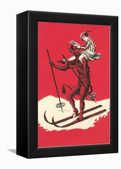 Woman Riding Skiing Devil-null-Framed Stretched Canvas