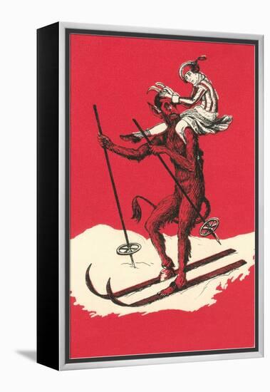 Woman Riding Skiing Devil-null-Framed Stretched Canvas