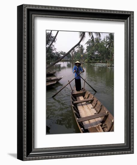 Woman Rowing, Mekong Delta, Vietnam-Bill Bachmann-Framed Photographic Print