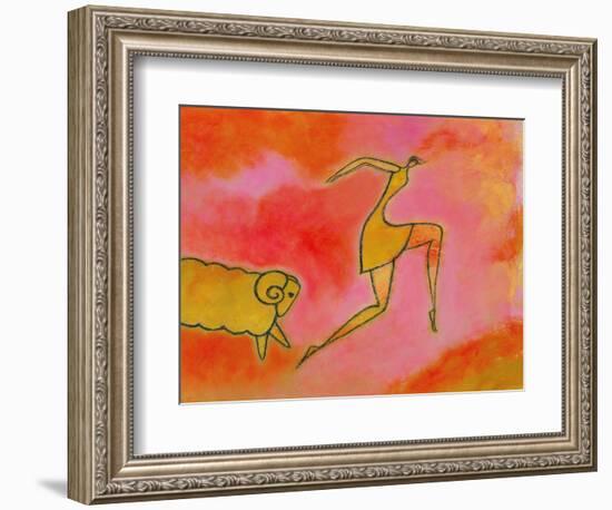 Woman Running from a Ram-Marie Bertrand-Framed Giclee Print