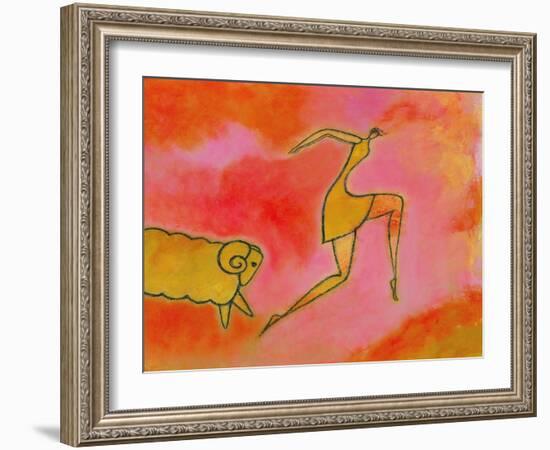 Woman Running from a Ram-Marie Bertrand-Framed Giclee Print