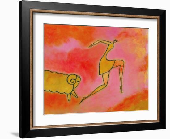 Woman Running from a Ram-Marie Bertrand-Framed Giclee Print