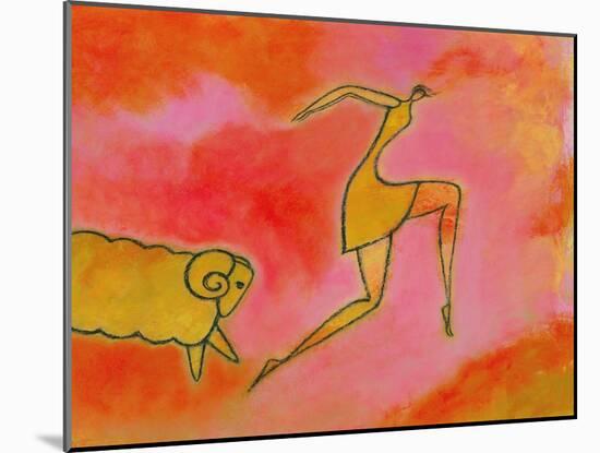 Woman Running from a Ram-Marie Bertrand-Mounted Giclee Print