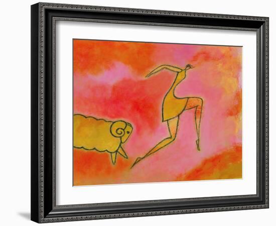 Woman Running from a Ram-Marie Bertrand-Framed Giclee Print