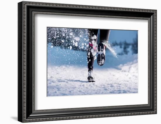 Woman Running in Winter-HalfPoint-Framed Photographic Print