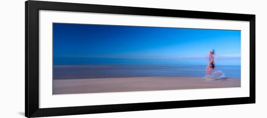 Woman Running on the Beach-null-Framed Photographic Print