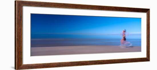 Woman Running on the Beach-null-Framed Photographic Print