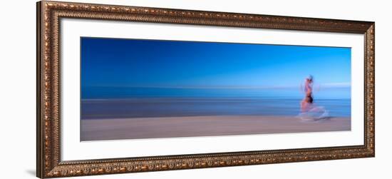 Woman Running on the Beach-null-Framed Photographic Print