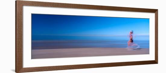 Woman Running on the Beach-null-Framed Photographic Print